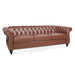 Classic Chesterfield Three Seater Sofa Brown PU Leather with Rolled Arms and Birch Legs 84.65 Inches Default -DTYStore