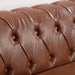 Classic Chesterfield Three Seater Sofa Brown PU Leather with Rolled Arms and Birch Legs 84.65 Inches Default -DTYStore