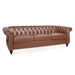 Classic Chesterfield Three Seater Sofa Brown PU Leather with Rolled Arms and Birch Legs 84.65 Inches - DTY Store
