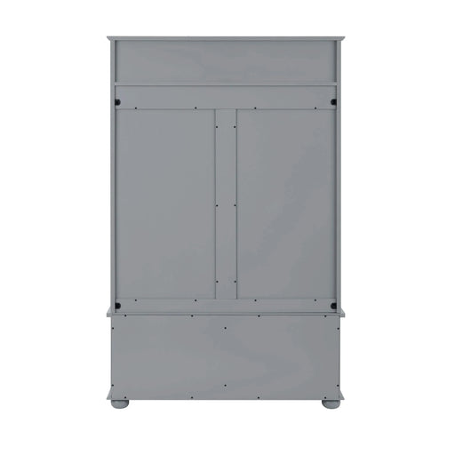 Classic Cosatal Style Hall Tree Entryway Bench with Open Shelves and Shoe Cabinets, SOLID WOOD Feet, Gray, 40'W*18.5'D*64.5'H Default -DTYStore