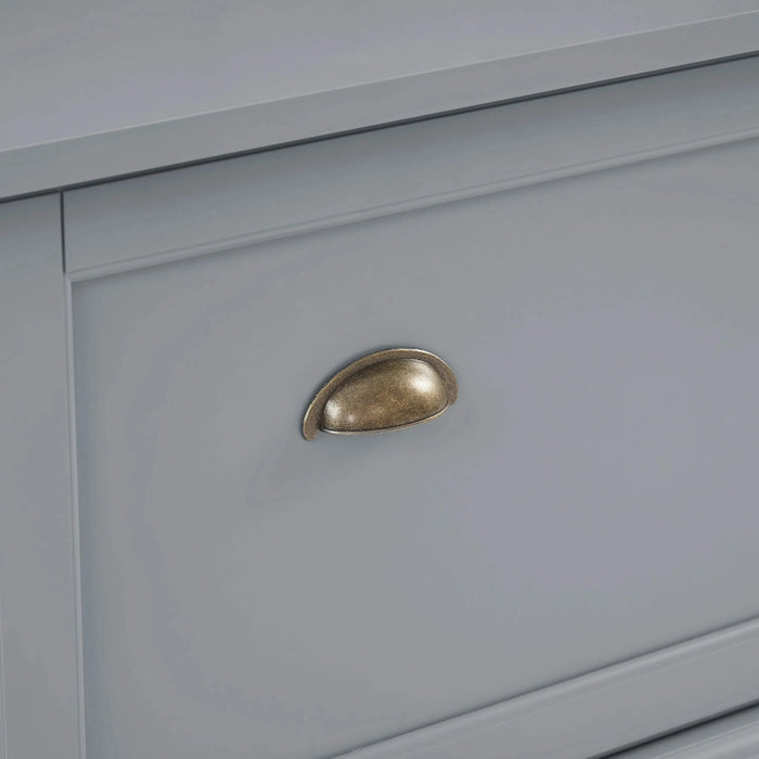 Classic Cosatal Style Hall Tree Entryway Bench with Open Shelves and Shoe Cabinets, SOLID WOOD Feet, Gray, 40'W*18.5'D*64.5'H Default -DTYStore