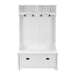 Classic Cosatal Style Hall Tree Entryway Bench with Open Shelves and Shoe Cabinets, SOLID WOOD Feet, White, 40.16'W*18.58'D*64.17'H Default -DTYStore