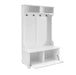 Classic Cosatal Style Hall Tree Entryway Bench with Open Shelves and Shoe Cabinets, SOLID WOOD Feet, White, 40.16'W*18.58'D*64.17'H Default -DTYStore