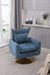 Classic Mid-Century 360-degree Swivel Accent Chair, Blue Linen Default -DTYStore