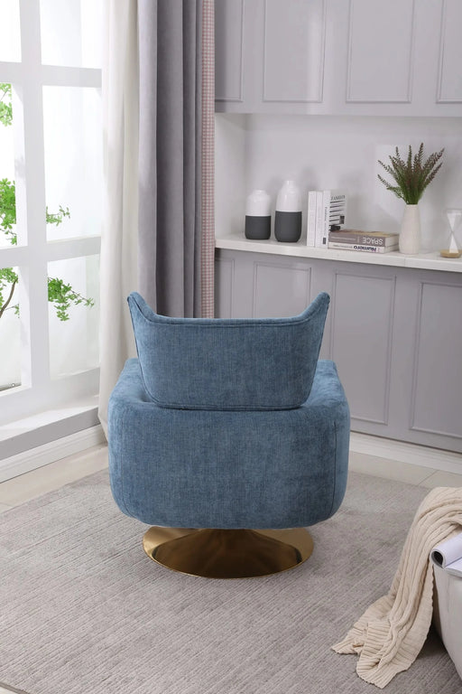 Classic Mid-Century 360-degree Swivel Accent Chair, Blue Linen Default -DTYStore