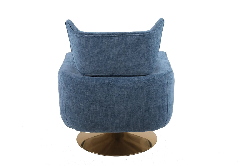 Classic Mid-Century 360-degree Swivel Accent Chair, Blue Linen Default -DTYStore