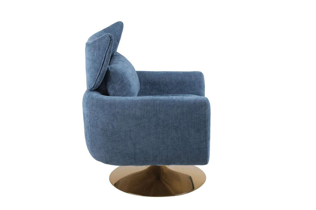 Classic Mid-Century 360-degree Swivel Accent Chair, Blue Linen Default -DTYStore