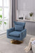Classic Mid-Century 360-degree Swivel Accent Chair, Blue Linen Default -DTYStore