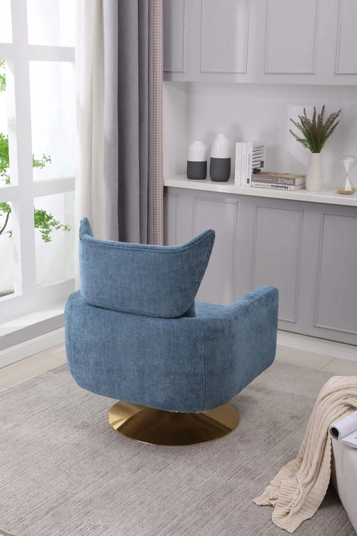 Classic Mid-Century 360-degree Swivel Accent Chair, Blue Linen Default -DTYStore