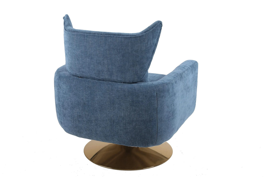 Classic Mid-Century 360-degree Swivel Accent Chair, Blue Linen Default -DTYStore