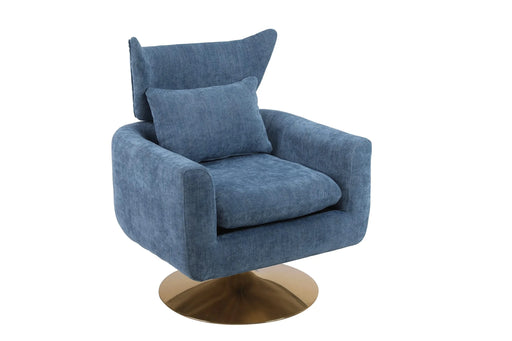 Classic Mid-Century 360-degree Swivel Accent Chair, Blue Linen Default -DTYStore