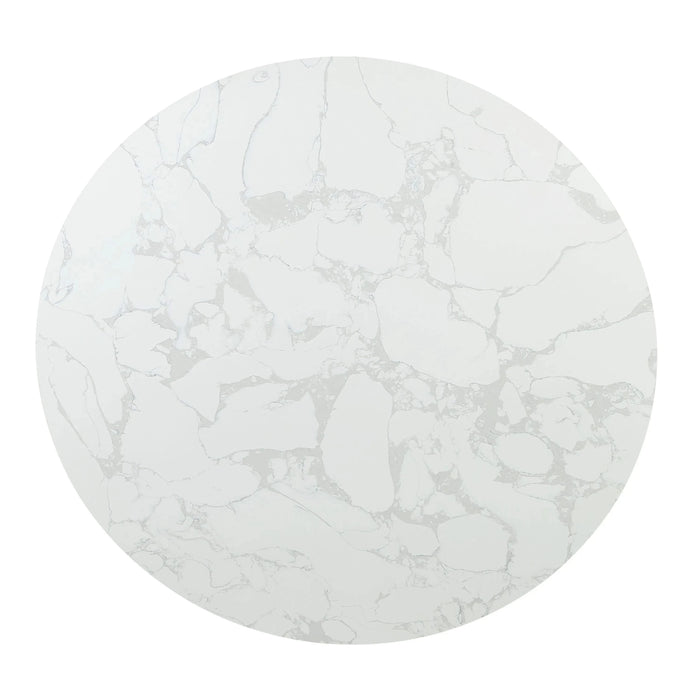 Clayten Engineering Marble Top and Espresso Finish Around Dining Table Default -DTYStore