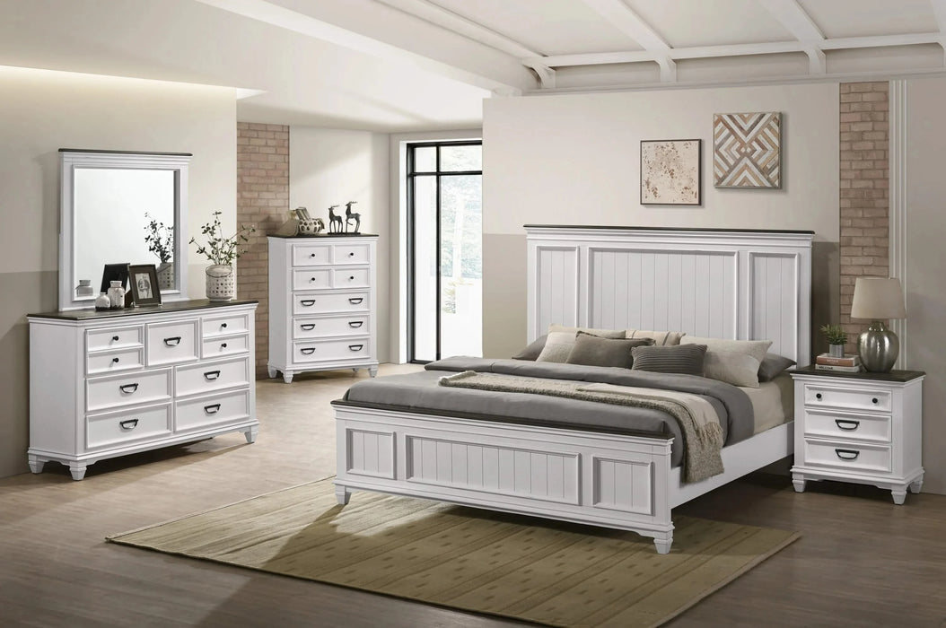 Clelane Wood Bedroom 5 piece Set with Shiplap Panel King Bed, Dresser, Mirror, Nightstand, and Chest Default -DTYStore