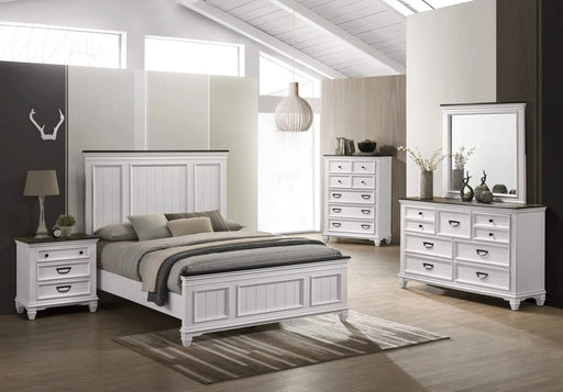 Clelane Wood Bedroom 5 piece Set with Shiplap Panel Queen Bed, Dresser, Mirror, Nightstand, and Chest Default -DTYStore