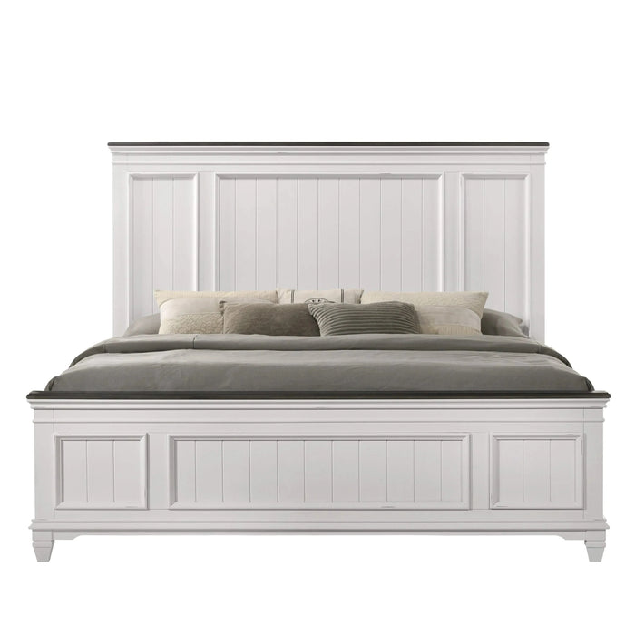 Clelane Wood Bedroom Set with Shiplap Panel King Bed, Dresser, Mirror, and two Nightstands Default -DTYStore