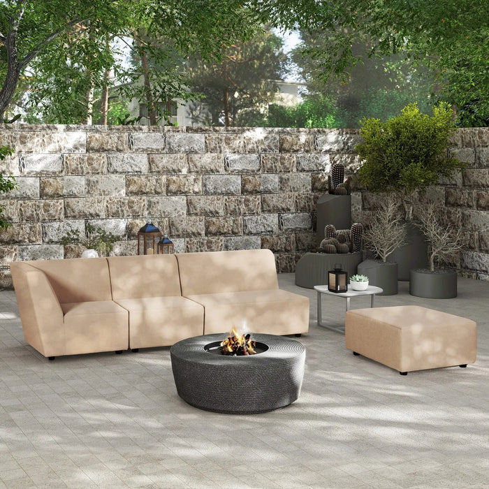 Cleo 30.5' Modular Upholstered Patio Ottoman, Almond Beige Axroma Olefin Default -DTYStore