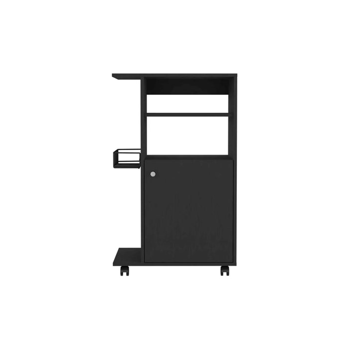 Clip Kitchen Cart, Single Door Cabinet, Four Casters -Black Default -DTYStore