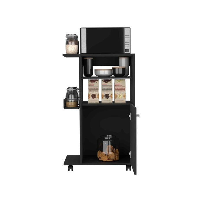 Clip Kitchen Cart, Single Door Cabinet, Four Casters -Black Default -DTYStore