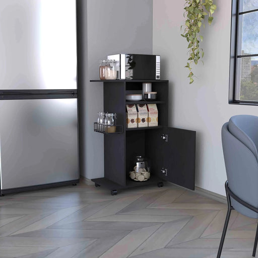 Clip Kitchen Cart, Single Door Cabinet, Four Casters -Black Default -DTYStore