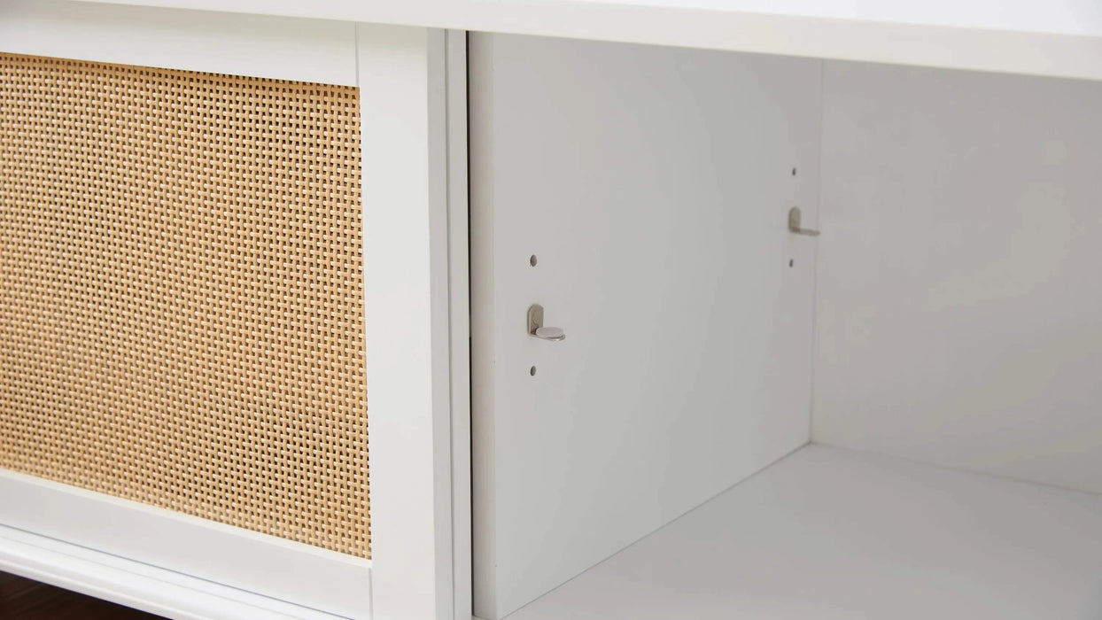 Clothes hanger Hall Tree Storage Bench Shoe Rack for Entryway, Hall Tree with Bench and Shoe Storage, Hall Tree Entryway Bench with Rattan Door White, 40.16'W*18.58'D*64.17'H Default -DTYStore