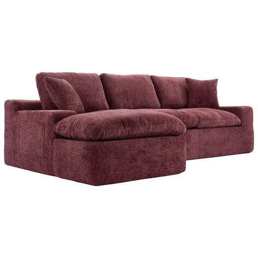 Cloud Sectional Sofa 107.9' Upholstered Sofa Couch with Double-layer Cushion and Side Pockets, Red Chenille Default -DTYStore