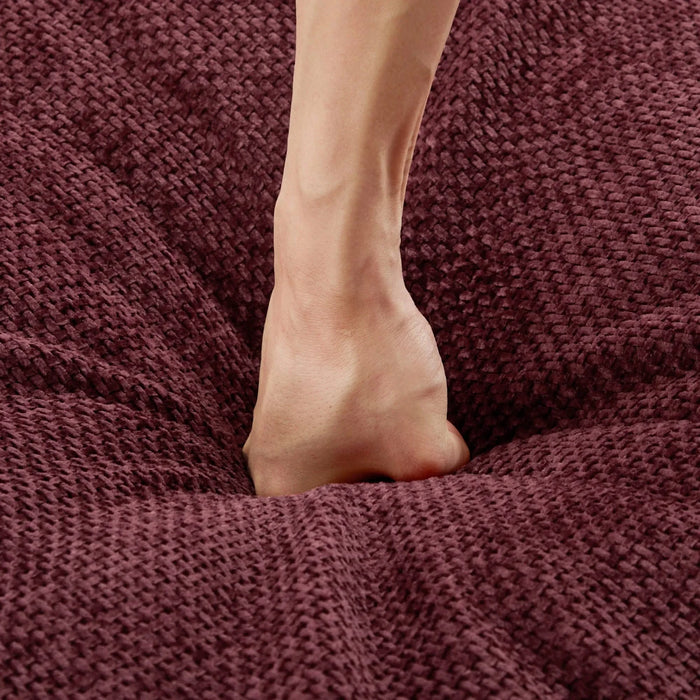 Cloud Sectional Sofa 107.9' Upholstered Sofa Couch with Double-layer Cushion and Side Pockets, Red Chenille Default -DTYStore