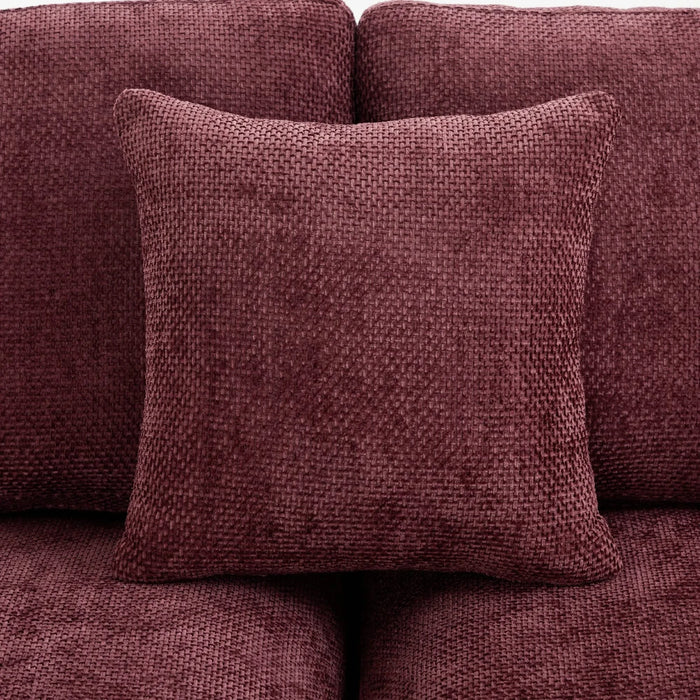 Cloud Sectional Sofa 107.9' Upholstered Sofa Couch with Double-layer Cushion and Side Pockets, Red Chenille Default -DTYStore