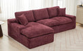 Cloud Sectional Sofa 107.9' Upholstered Sofa Couch with Double-layer Cushion and Side Pockets, Red Chenille Default -DTYStore