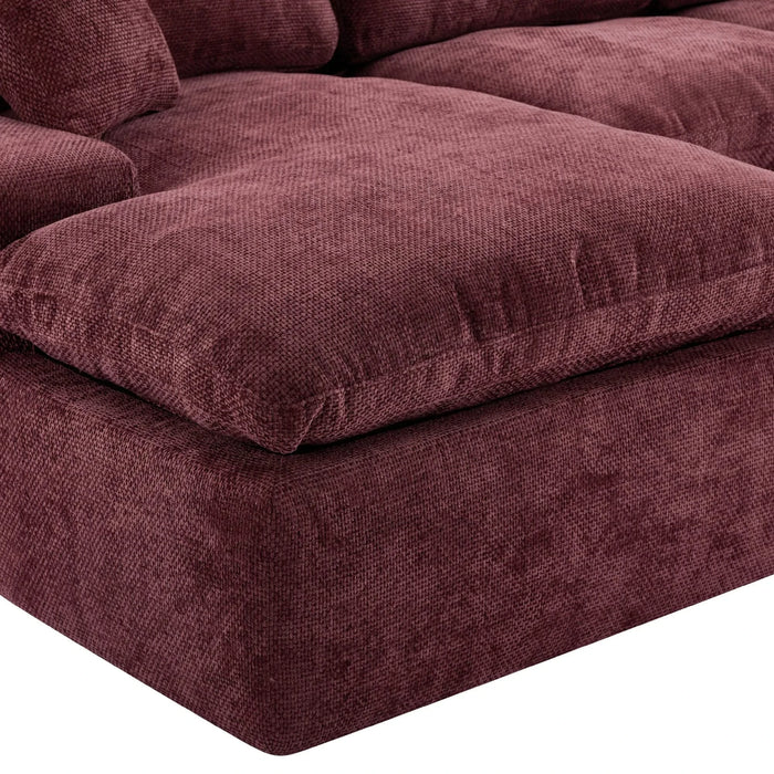 Cloud Sectional Sofa 107.9' Upholstered Sofa Couch with Double-layer Cushion and Side Pockets, Red Chenille Default -DTYStore