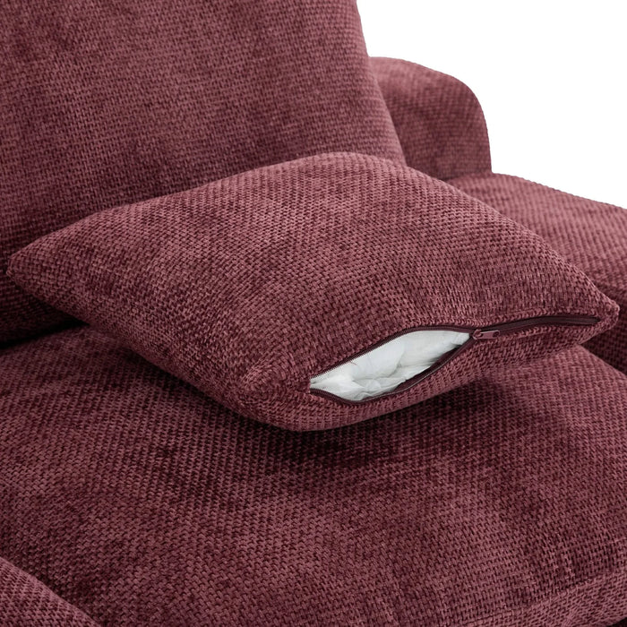 Cloud Sectional Sofa 107.9' Upholstered Sofa Couch with Double-layer Cushion and Side Pockets, Red Chenille Default -DTYStore