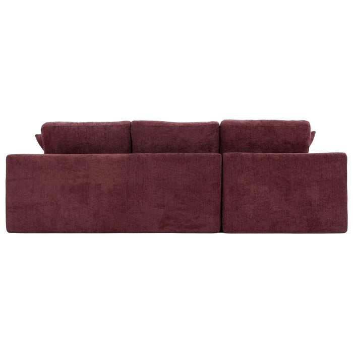 Cloud Sectional Sofa 107.9' Upholstered Sofa Couch with Double-layer Cushion and Side Pockets, Red Chenille Default -DTYStore