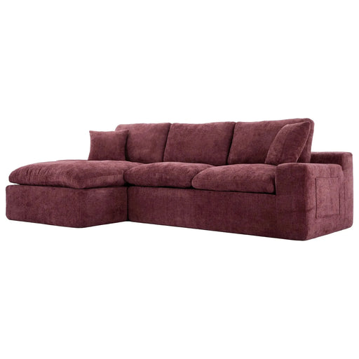 Cloud Sectional Sofa 107.9' Upholstered Sofa Couch with Double-layer Cushion and Side Pockets, Red Chenille Default -DTYStore