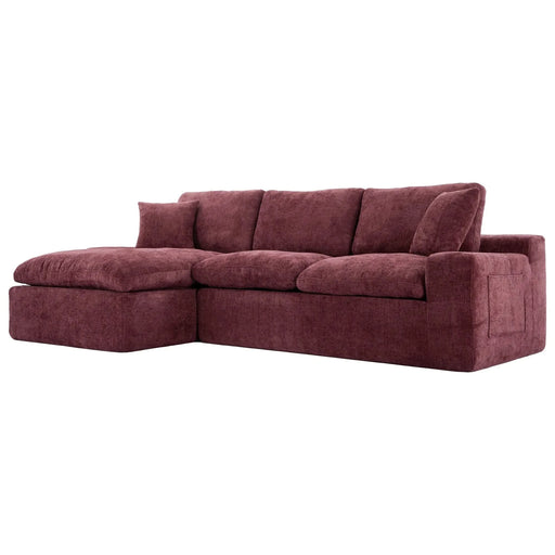 Cloud Sectional Sofa 107.9' Upholstered Sofa Couch with Double-layer Cushion and Side Pockets, Red Chenille Default -DTYStore