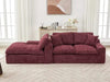 Cloud Sectional Sofa 107.9' Upholstered Sofa Couch with Double-layer Cushion and Side Pockets, Red Chenille Default -DTYStore