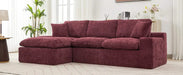 Cloud Sectional Sofa 107.9' Upholstered Sofa Couch with Double-layer Cushion and Side Pockets, Red Chenille Default -DTYStore