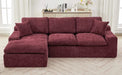 Cloud Sectional Sofa 107.9' Upholstered Sofa Couch with Double-layer Cushion and Side Pockets, Red Chenille Default -DTYStore