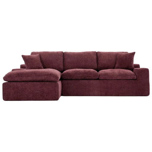 Cloud Sectional Sofa 107.9' Upholstered Sofa Couch with Double-layer Cushion and Side Pockets, Red Chenille Default -DTYStore