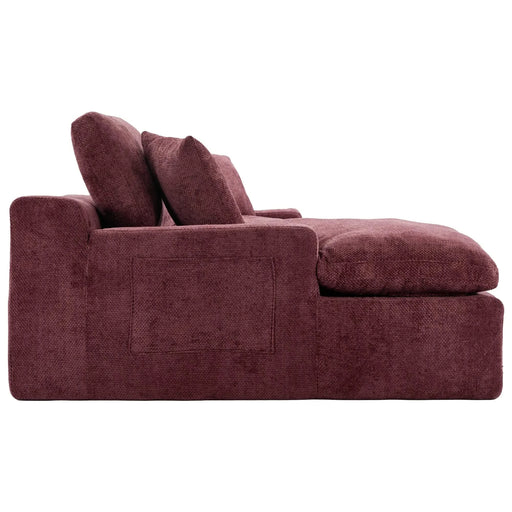 Cloud Sectional Sofa 107.9' Upholstered Sofa Couch with Double-layer Cushion and Side Pockets, Red Chenille Default -DTYStore