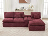 Cloud Sectional Sofa 107.9' Upholstered Sofa Couch with Double-layer Cushion and Side Pockets, Red Chenille Default -DTYStore