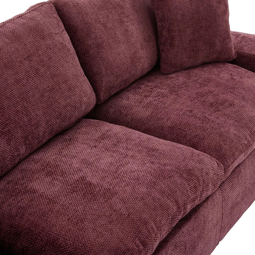 Cloud Sectional Sofa 107.9' Upholstered Sofa Couch with Double-layer Cushion and Side Pockets, Red Chenille Default -DTYStore