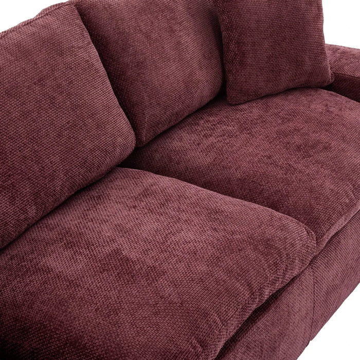 Cloud Sectional Sofa 107.9' Upholstered Sofa Couch with Double-layer Cushion and Side Pockets, Red Chenille Default -DTYStore