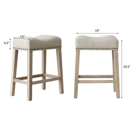 CoCo Upholstered Backless Saddle Seat Counter Stools 24' height Set of 2, Tan Default -DTYStore