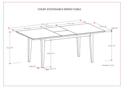 Colby 60-76 inch x 36 inch Rectangle Contemporary Extendable Dining Table in Oak Default -DTYStore