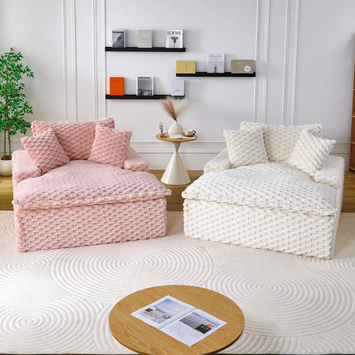 Comfortable Harbor Luxury Sofa - Turtle Fleece Fabric, White-Black-Pink, 51-Inch Default -DTYStore