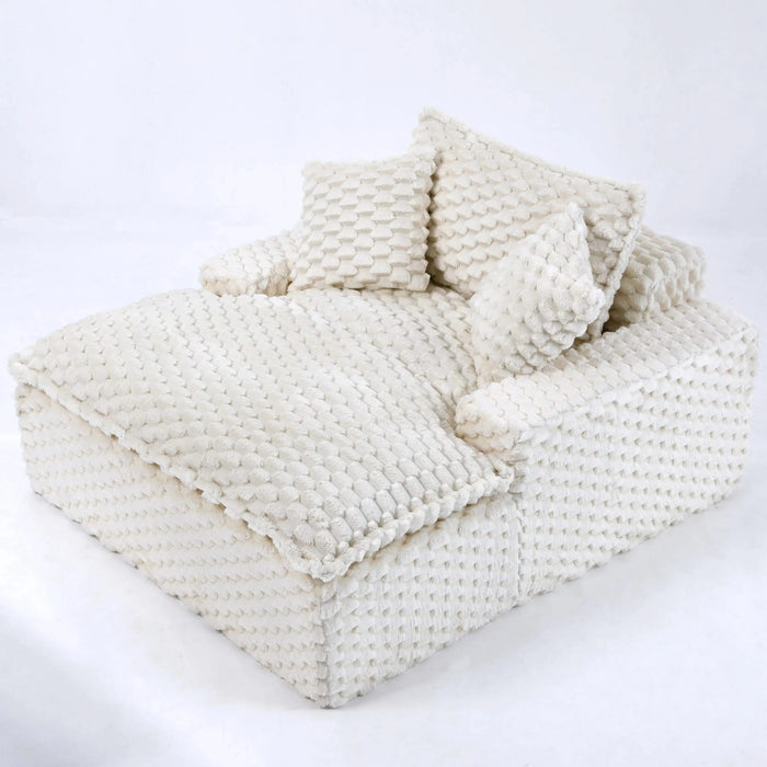 Comfortable Harbor Luxury Sofa - Turtle Fleece Fabric, White-Black-Pink, 51-Inch Default -DTYStore