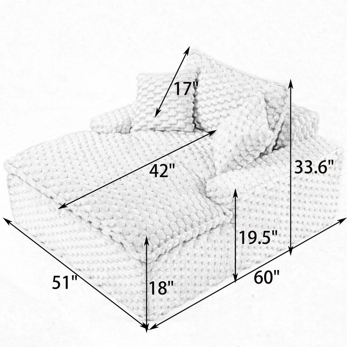 Comfortable Harbor Luxury Sofa - Turtle Fleece Fabric, White-Black-Pink, 51-Inch Default -DTYStore