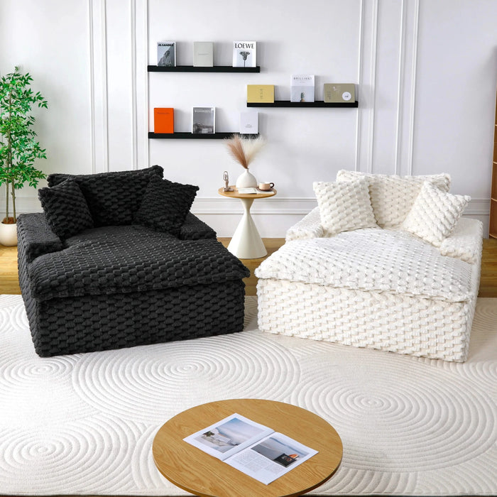 Comfortable Harbor Luxury Sofa - Turtle Fleece Fabric, White-Black-Pink, 51-Inch Default -DTYStore