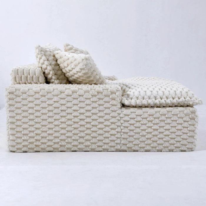 Comfortable Harbor Luxury Sofa - Turtle Fleece Fabric, White-Black-Pink, 51-Inch Default -DTYStore