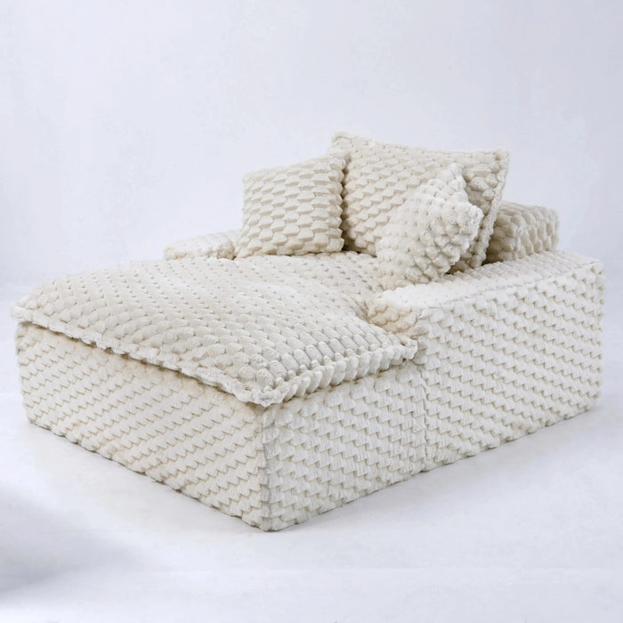 Comfortable Harbor Luxury Sofa - Turtle Fleece Fabric, White-Black-Pink, 51-Inch Default -DTYStore