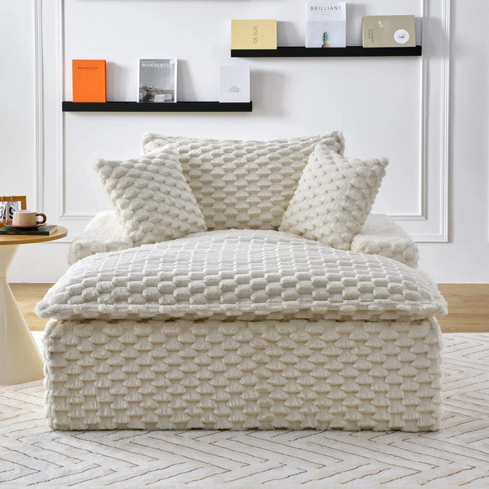 Comfortable Harbor Luxury Sofa - Turtle Fleece Fabric, White-Black-Pink, 51-Inch Default -DTYStore